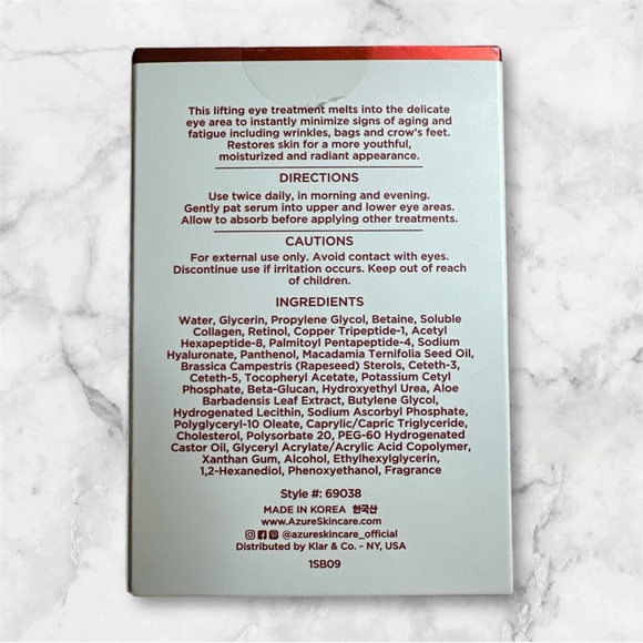 AZURE Lifting Eye Serum Retinol Peptides Anti Aging De Puffing 1 fl oz - Picture 3 of 4